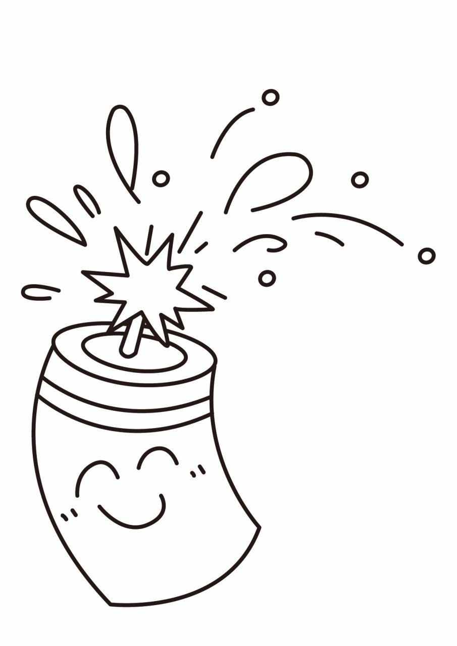 儿童画|鞭炮烟花简笔画06(可打印) 幼儿园鞭炮烟花线稿高清可打印