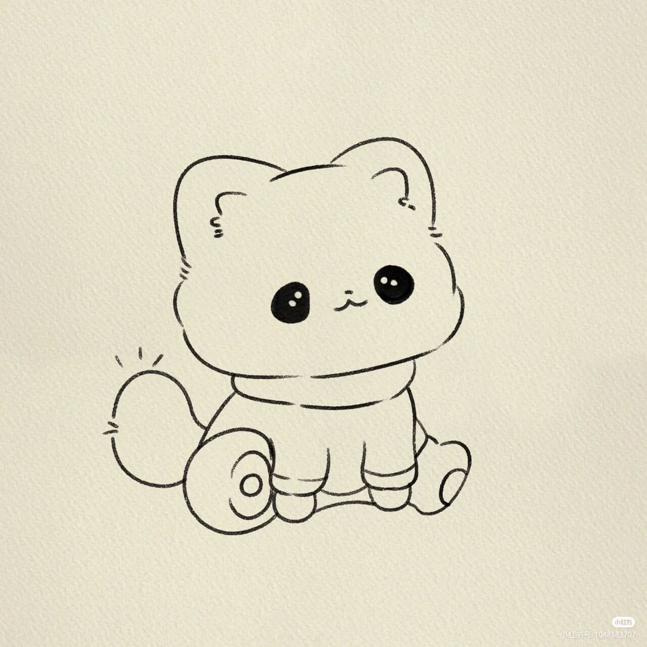 可爱呆萌小猫咪简笔画.给我点个小星星吧,谢谢啦.