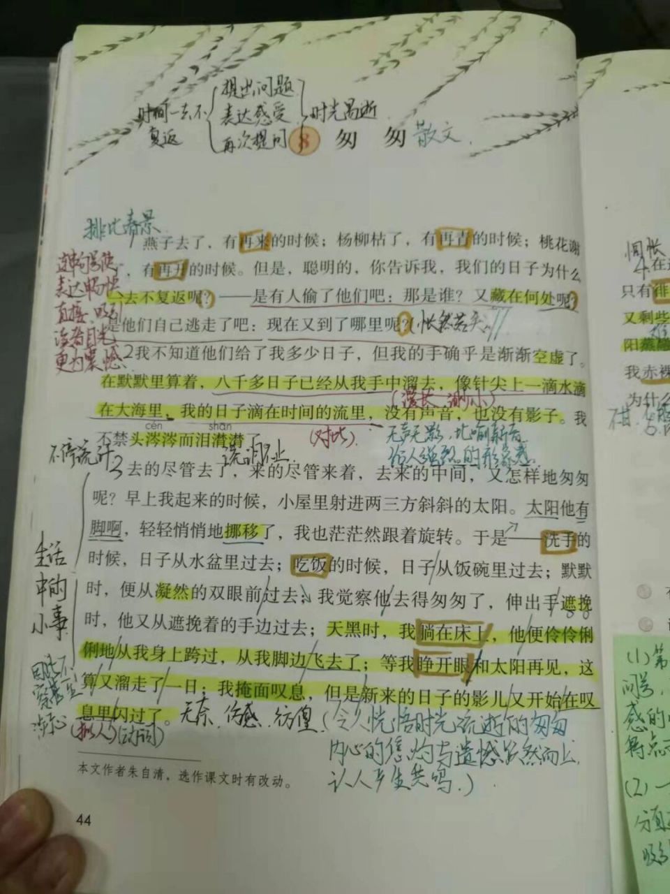 六下8《匆匆》仿写课堂笔记课文批注 #预习笔记# #语文笔记# #教师