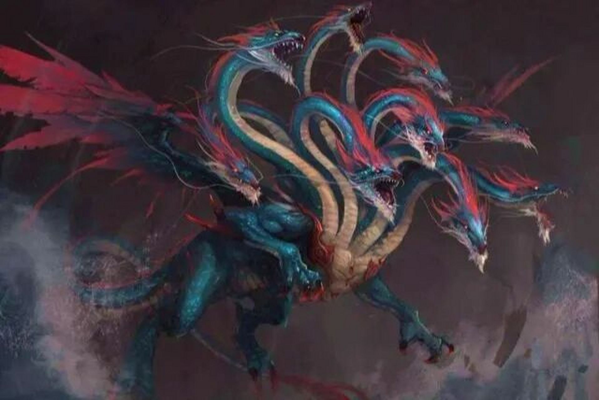 快醒醒,山海经里面的九头相柳是这样的! 我不管,他不是图二那样的