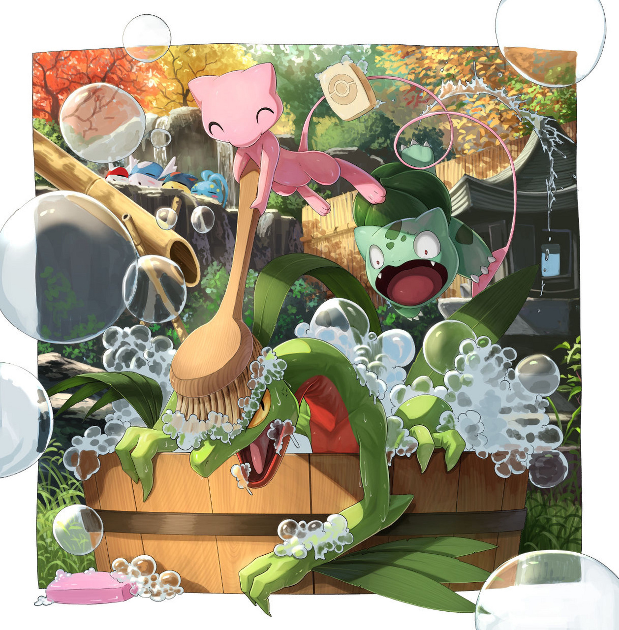 森林蜥蜴 妙蛙种子 梦幻的友情 更多宝可梦可爱头像和壁纸,可以翻看