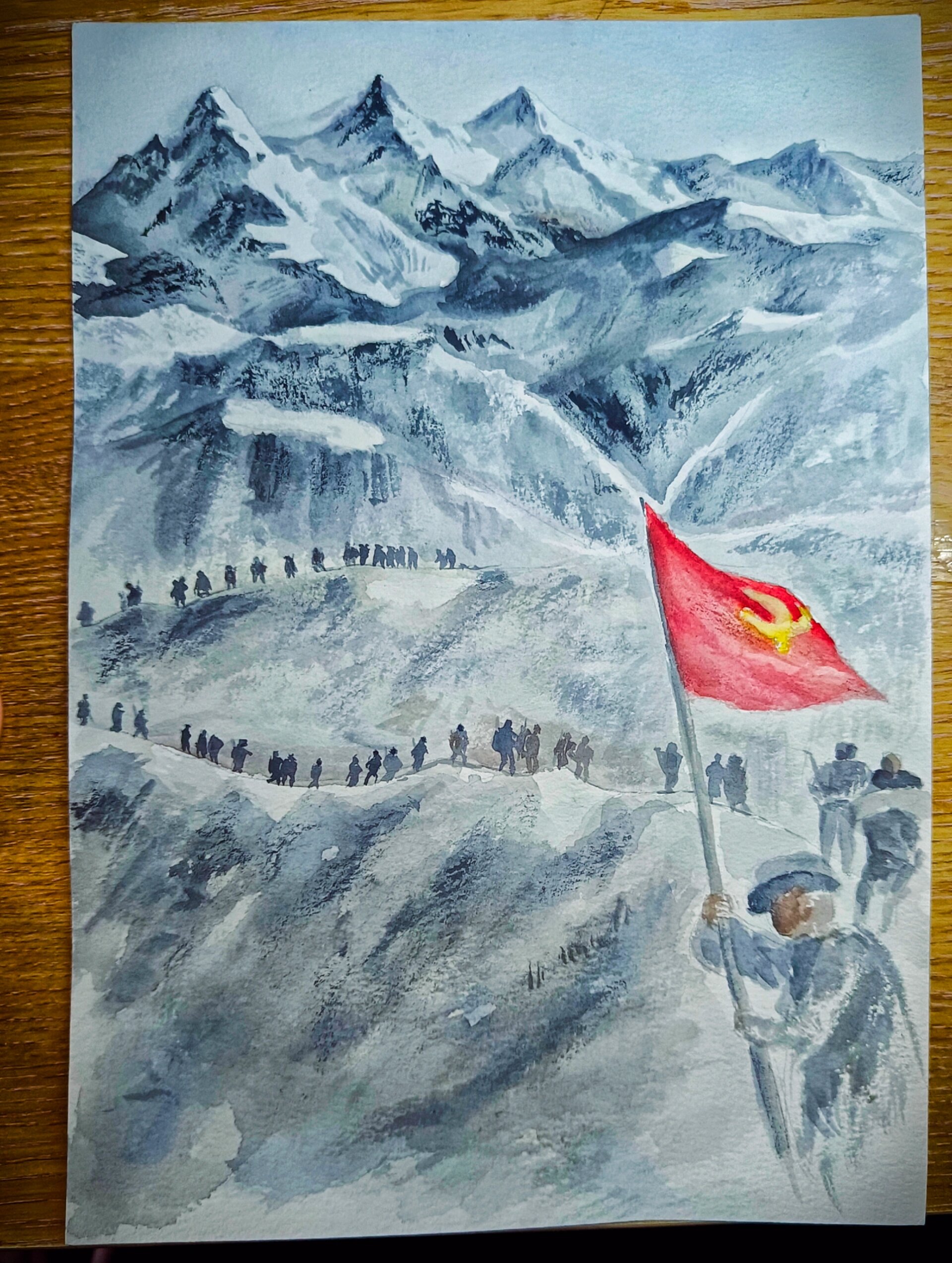 水彩【长征】 ##水彩# #红军长征