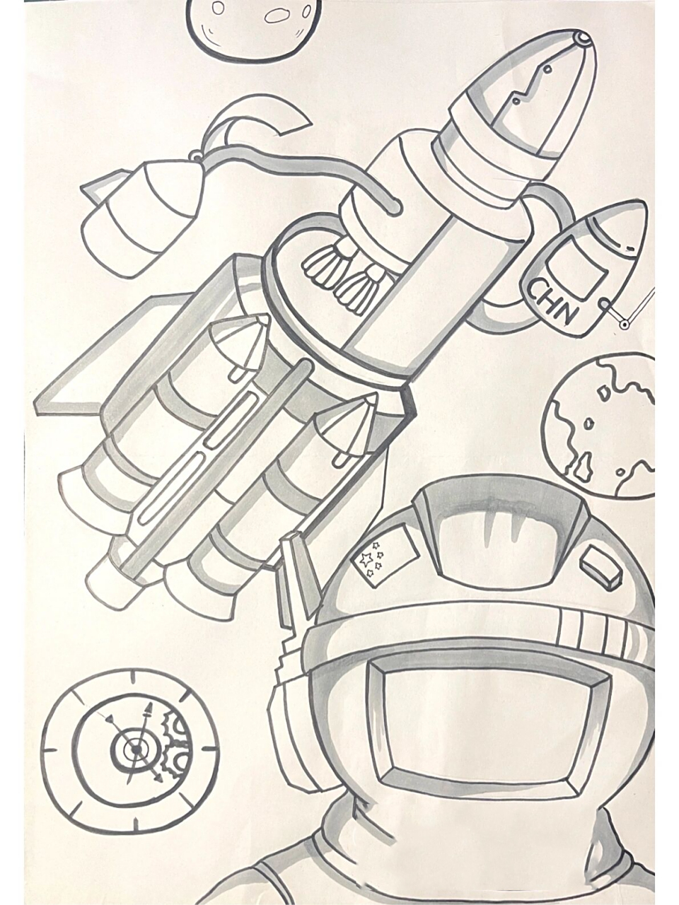 儿童创意画73太空世界(航天器)