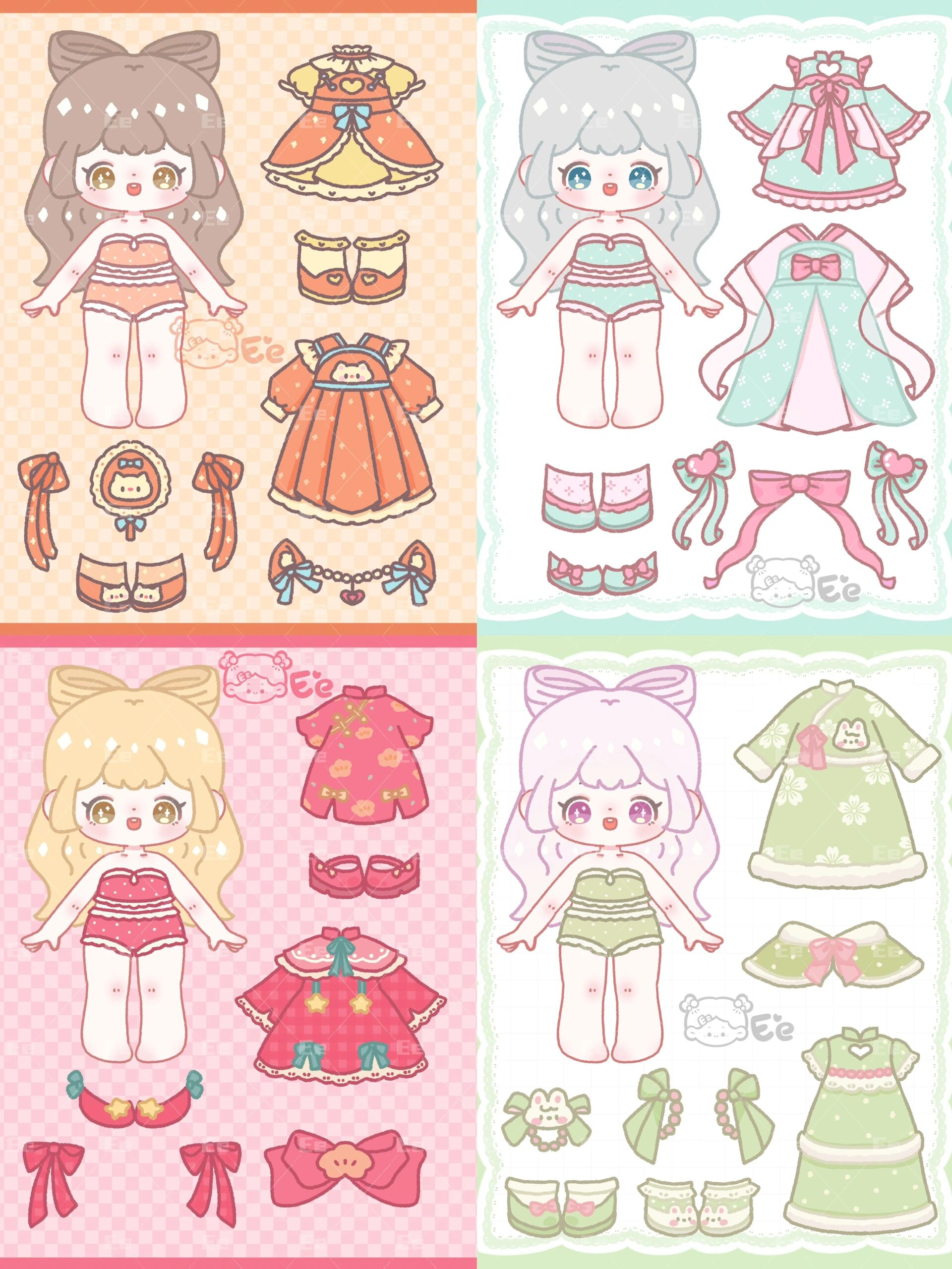 原创少女换装贴纸