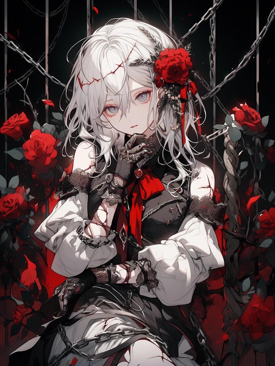 女生头像壁纸插画素材暗黑系