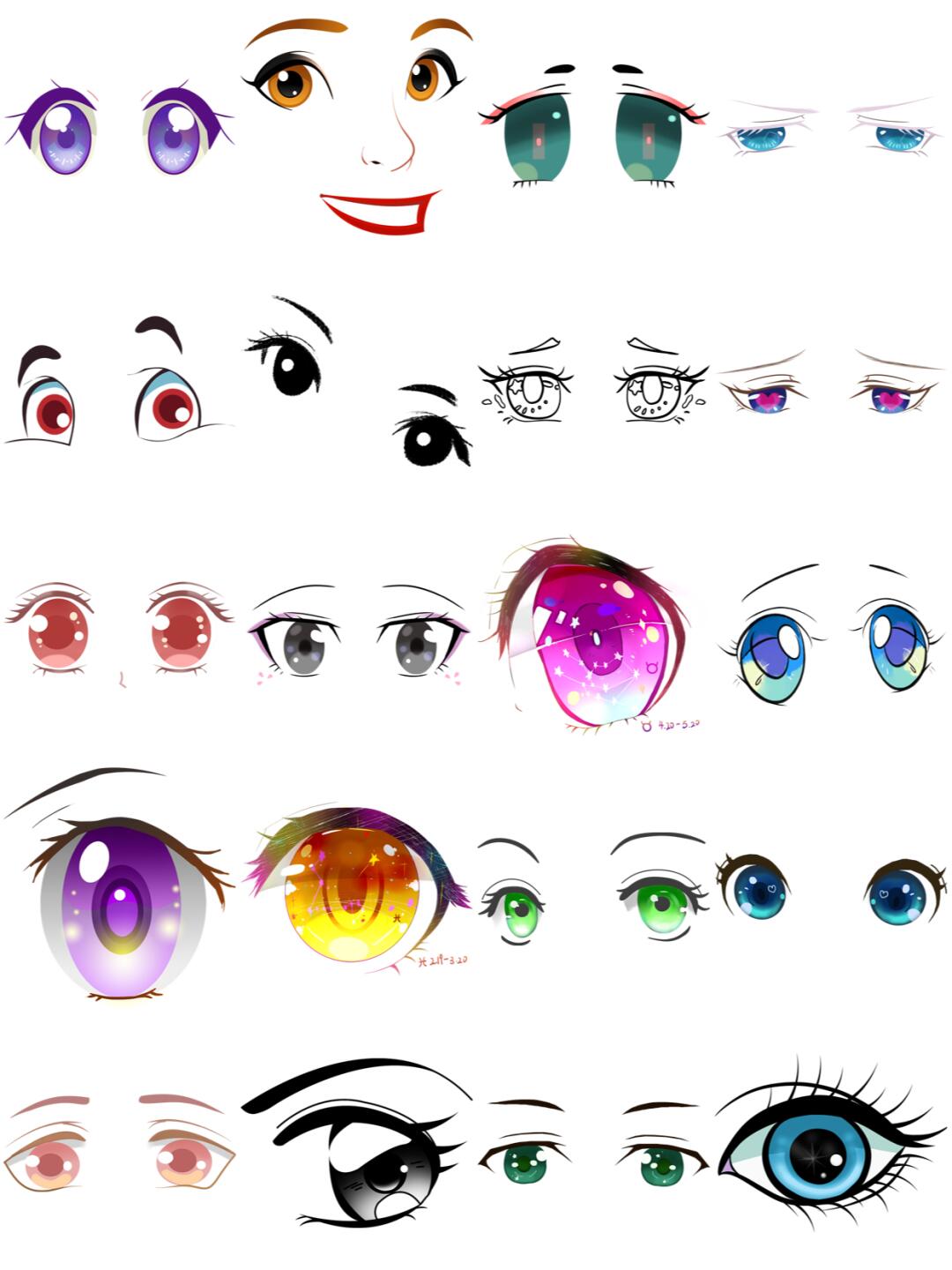 绘画日式动漫卡通眼睛参考临摹免抠图素材