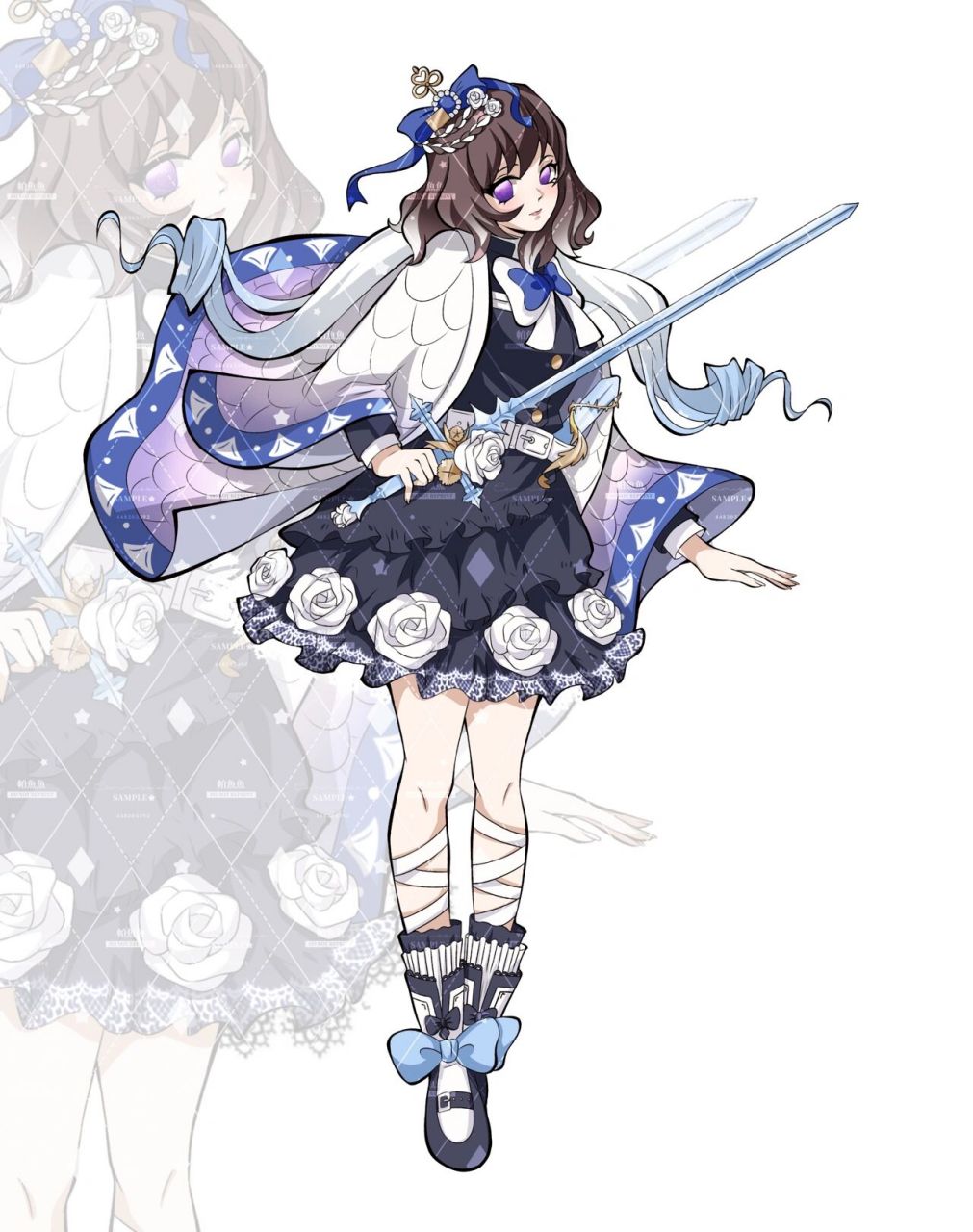 客稿展示 | 鬼灭之刃仿官方风 | oc立绘 是定制设 当鬼灭遇上洛丽塔