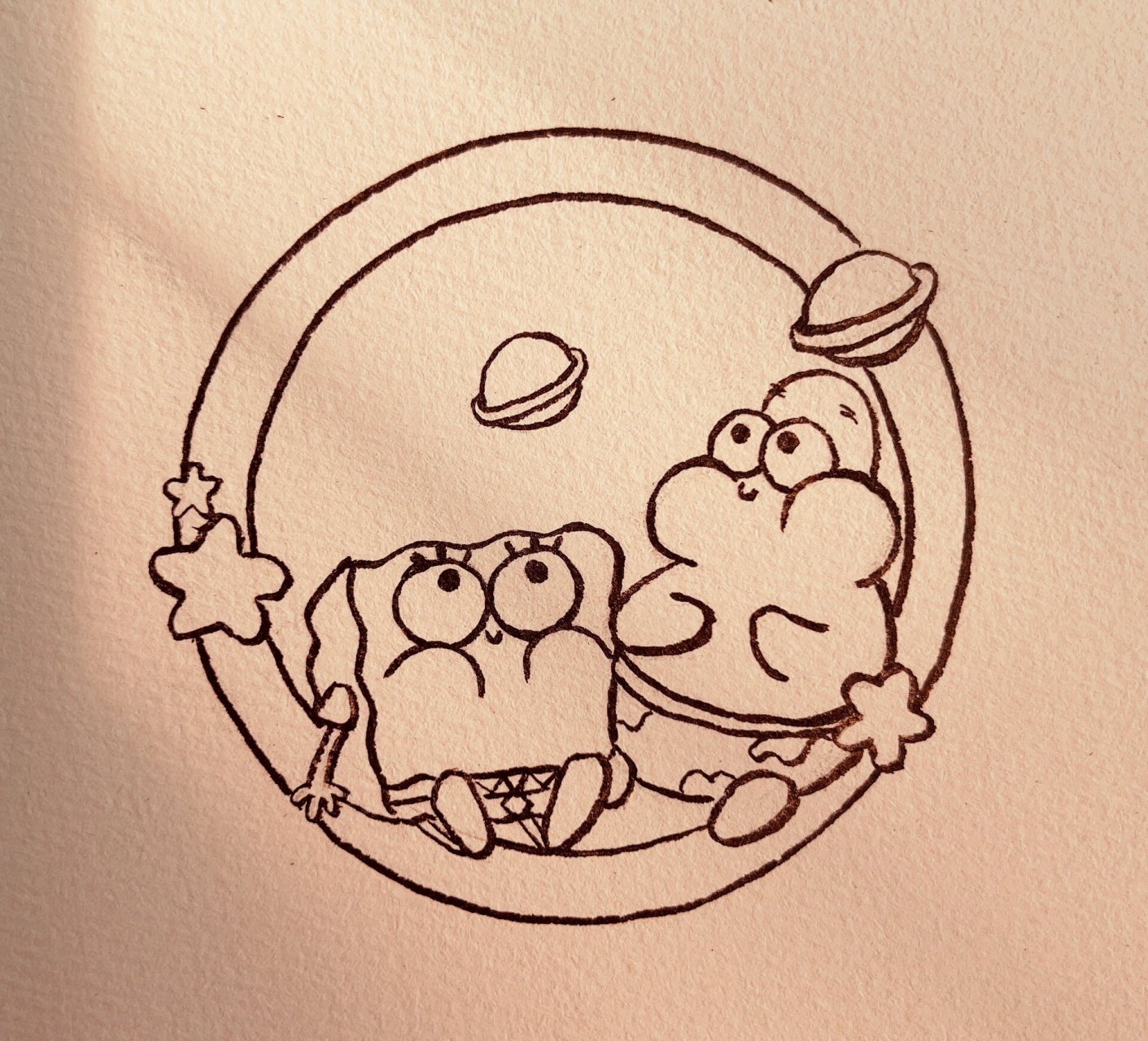 海绵宝宝派大星简笔画 老天爷一定看我超级乖 超级可爱!