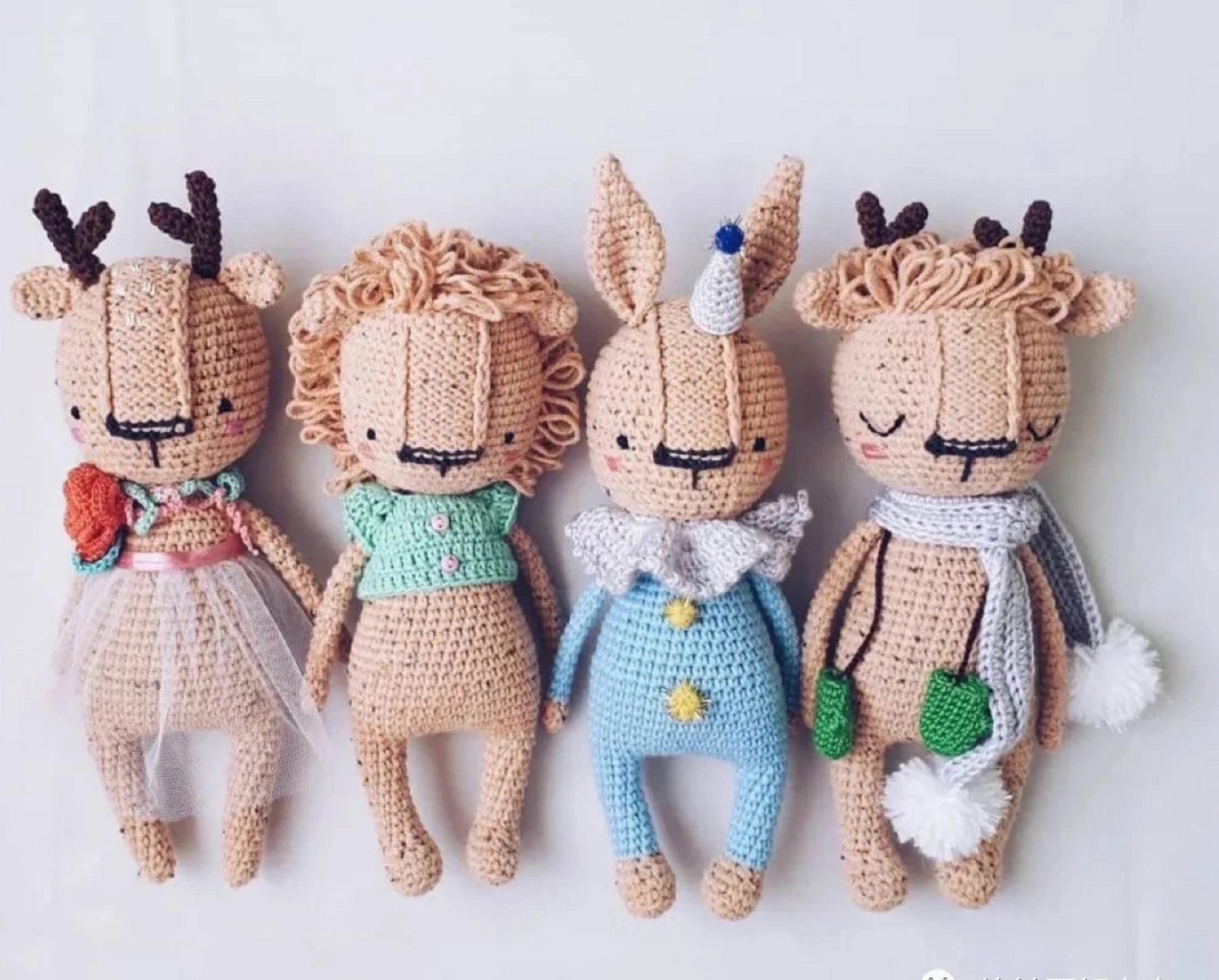 钩针图解 | 7小只小丑系列の小狮子 小丑系列动物7小只,丑萌丑萌的也