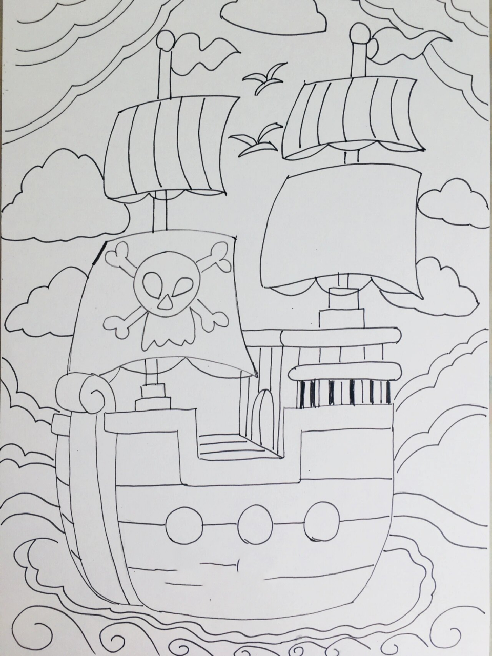 儿童简笔画-69.海盗船 每天坚持打卡,加油!949494