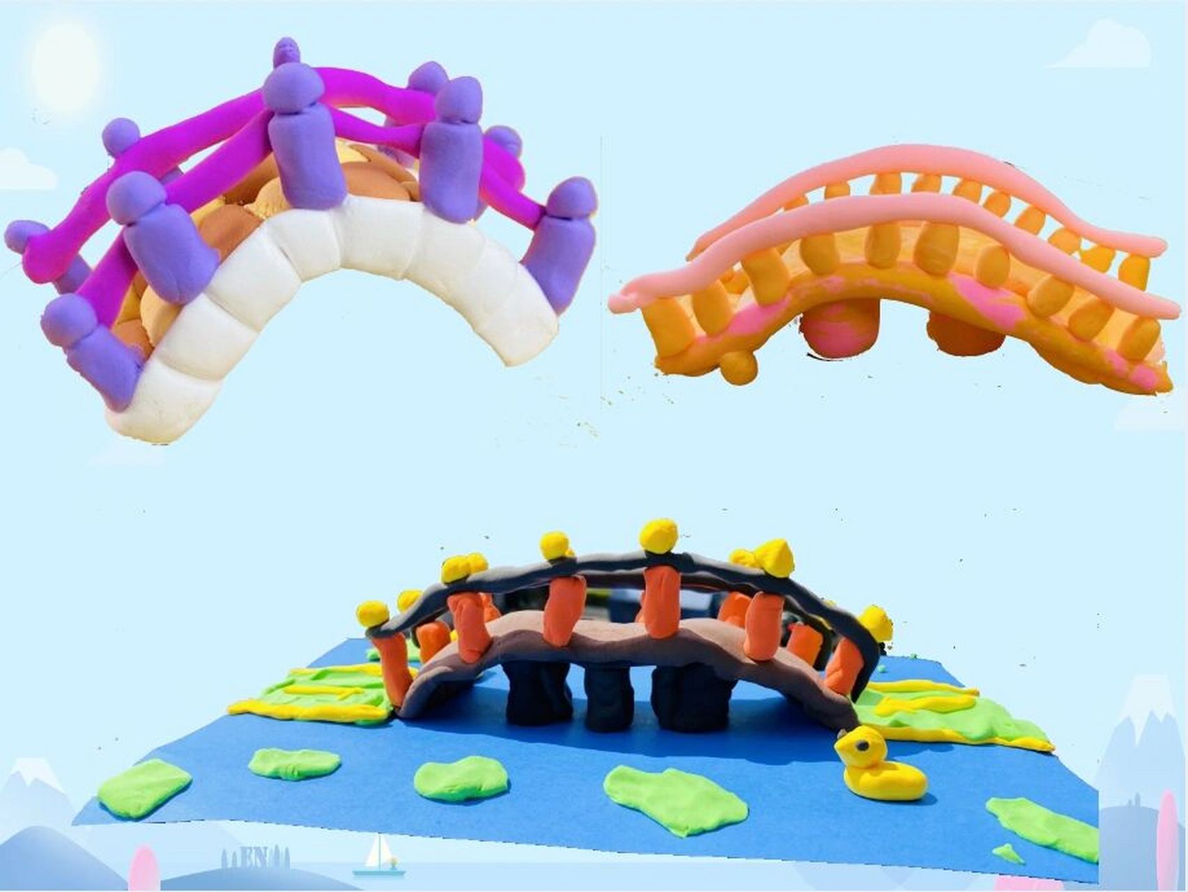 浙美四下|家乡的桥|粘土作品 孩子们的自由发挥很棒