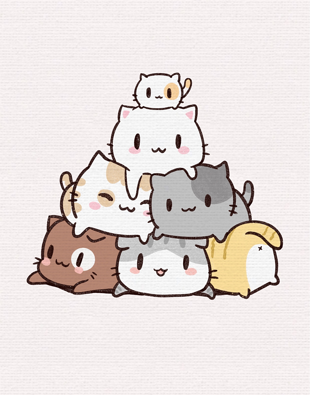 「简笔画」(100/16)小猫93叠叠高·内含过程 一堆可爱的小猫猫叠加