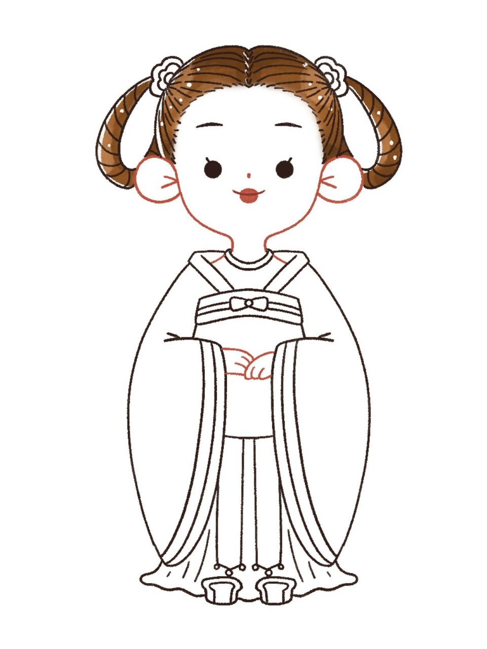 96绘画小课堂|红色汉服小女孩简笔画分享 ?