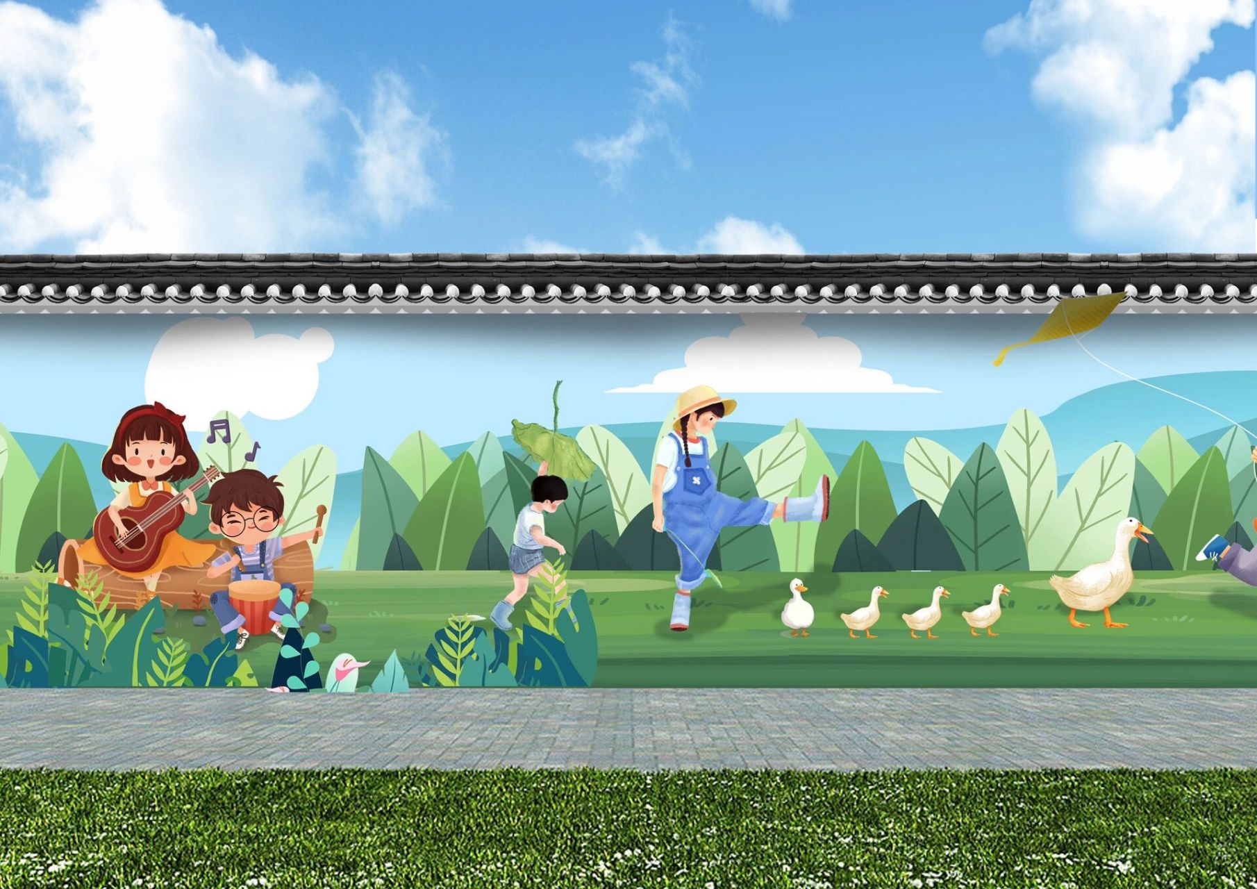 墙绘设计效果图        亲子活动