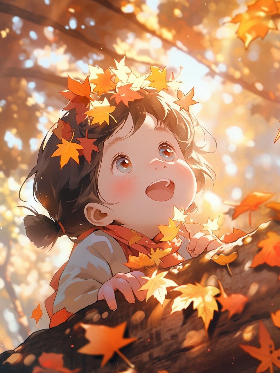 2--秋天可爱女孩头像壁纸 治愈 的笑容加上金色的阳光,心情也是美美哒