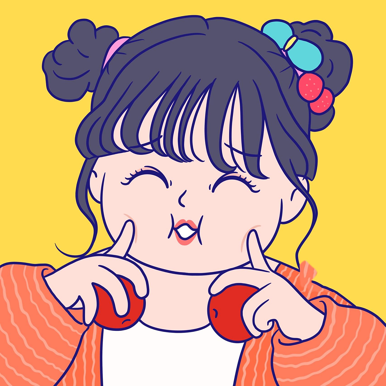 开心的胖子们!手绘头像,原创卡通漫画插画 失控的胖子们!哈哈哈.