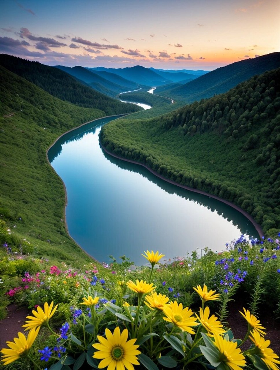 夏季山谷里治愈系美景
