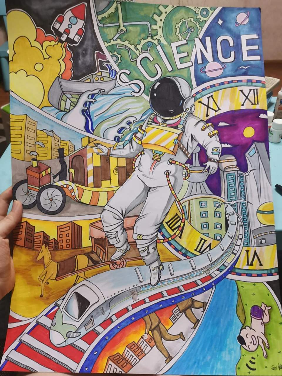 科技主题绘画 里找的插画,临摹了一下,非原创