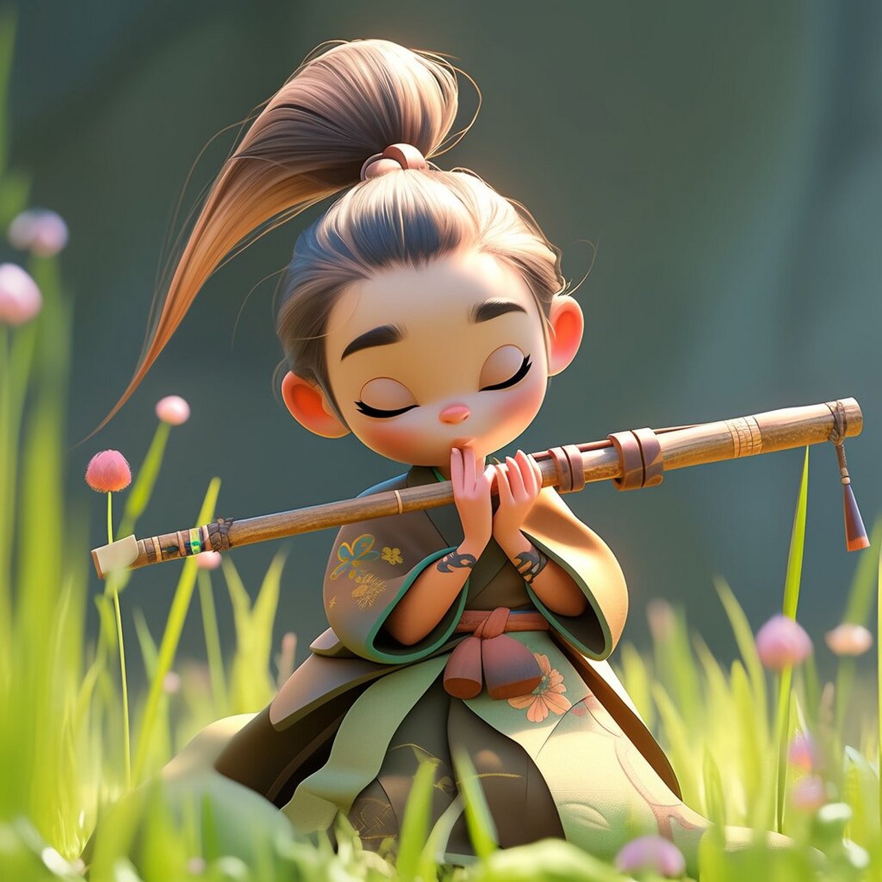 古风头像:吹笛子的小女孩 奏响心灵的旋律02