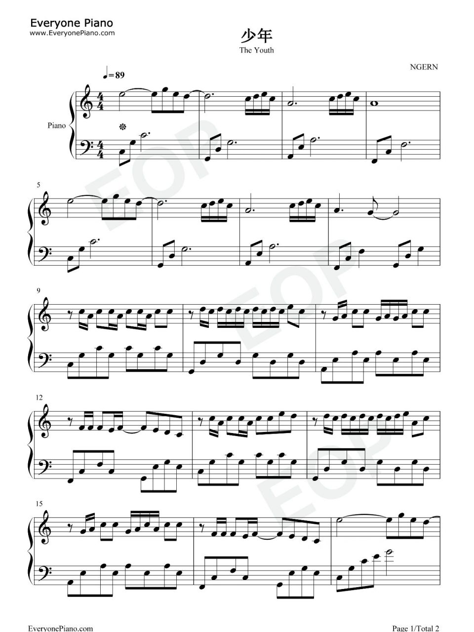 《少年》c调钢琴谱 "愿你出走半生,归来仍是少年"9797