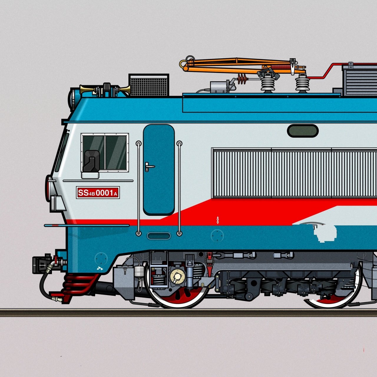 火车标本系列|全面配属地方铁路的韶山机车 韶山4b型电力机车,由株洲