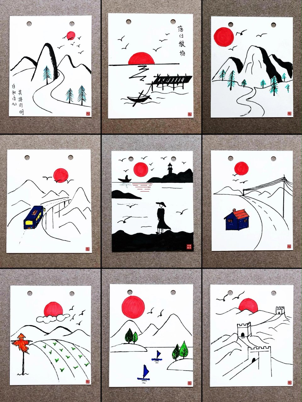 绘画 【日出日落】简笔画第三期  仅落日,已够人阅尽一生 像太阳一样
