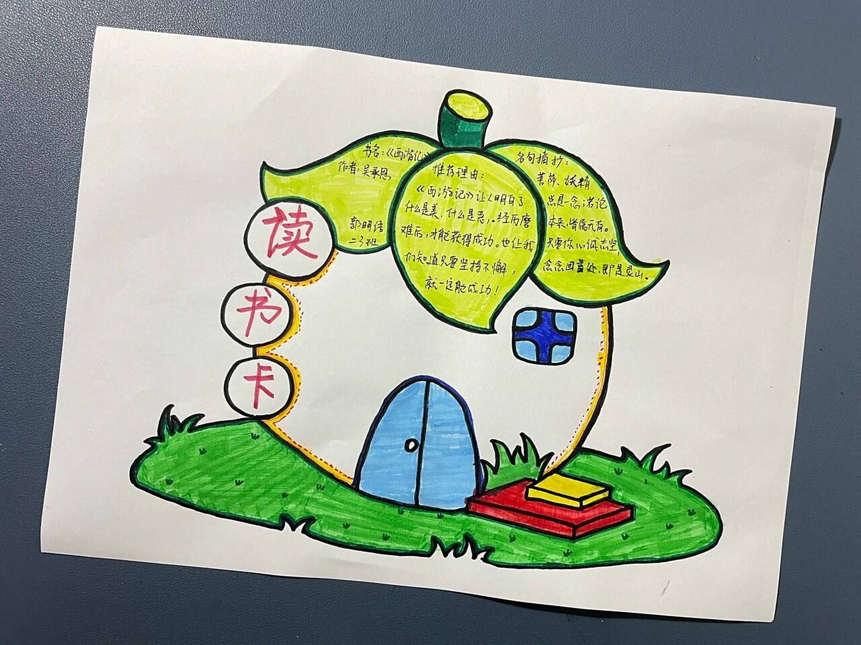 读书卡·二年级a4纸 小朋友学校要画读书卡,临摹参考下这位姐妹的.