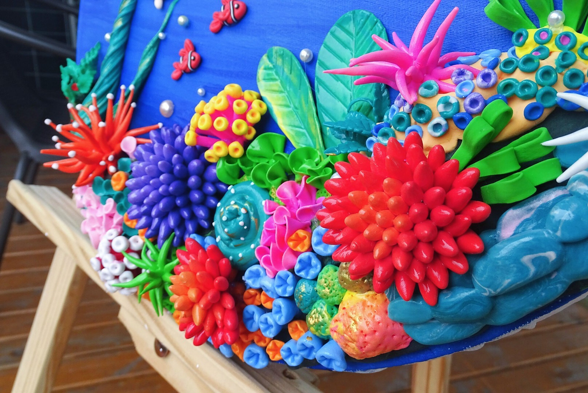 超轻粘土浮雕画79海底世界79美人鱼 92终于完成了这副海底世界