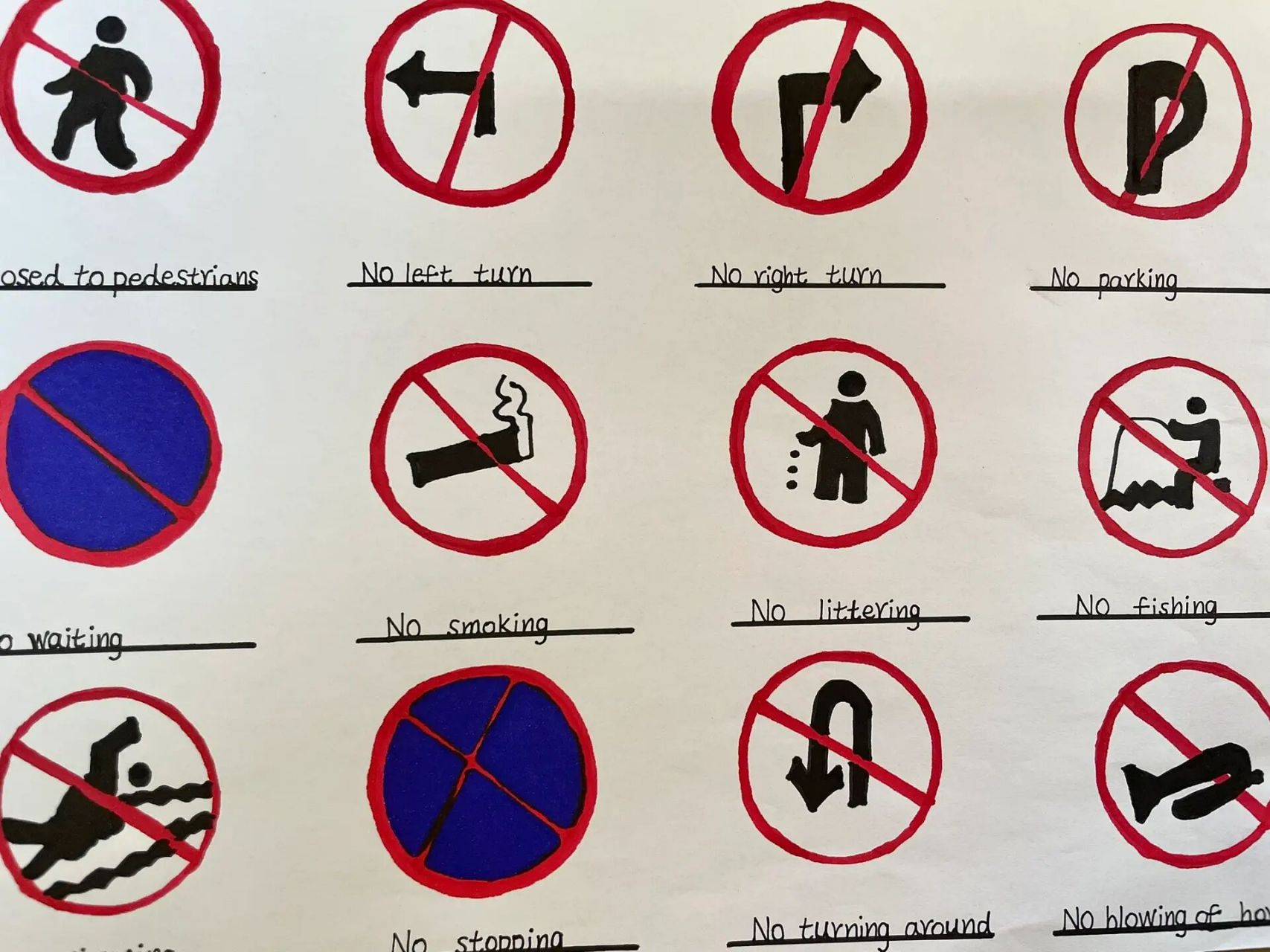 小学英语特色作业八|规则&标志英语手抄报 三年级下册unit1&unit2