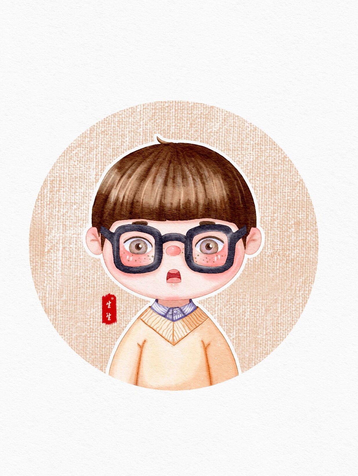 板绘水彩之男生头像