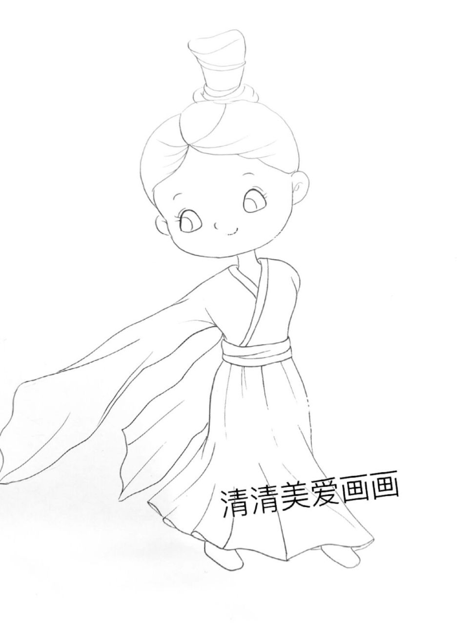 中国舞女孩简笔画图片