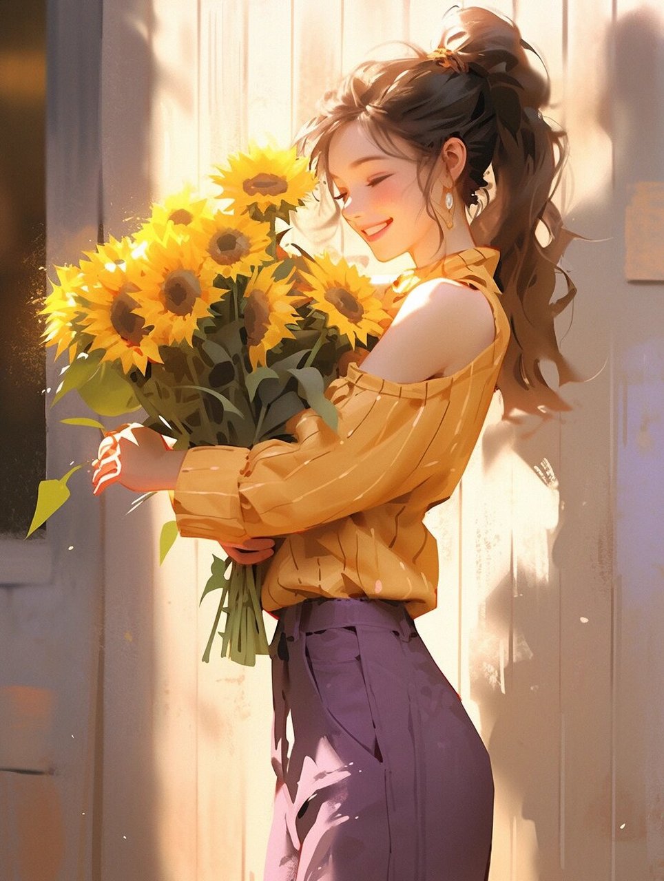 治愈系女生头像|97向日葵女孩|阳光正能量 7715 面向太阳 心纳