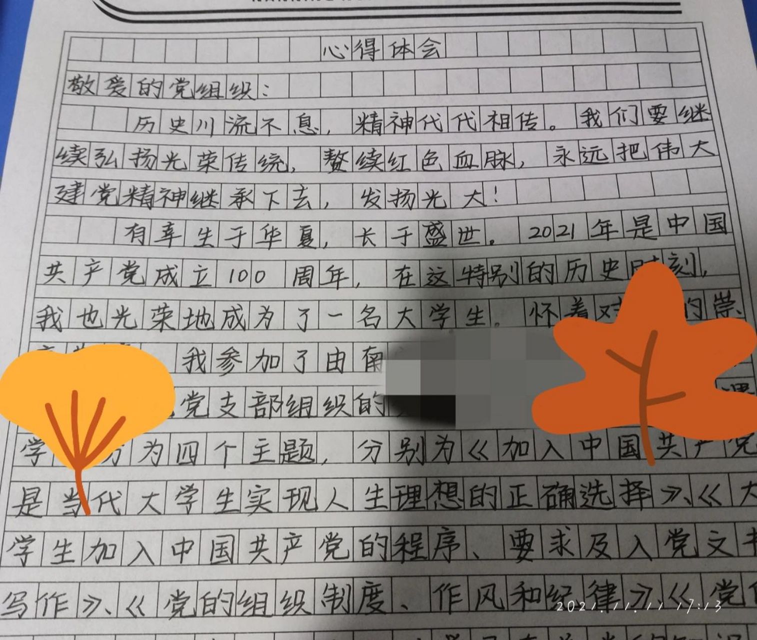 心得体会 我也是96党课心得的人啦
