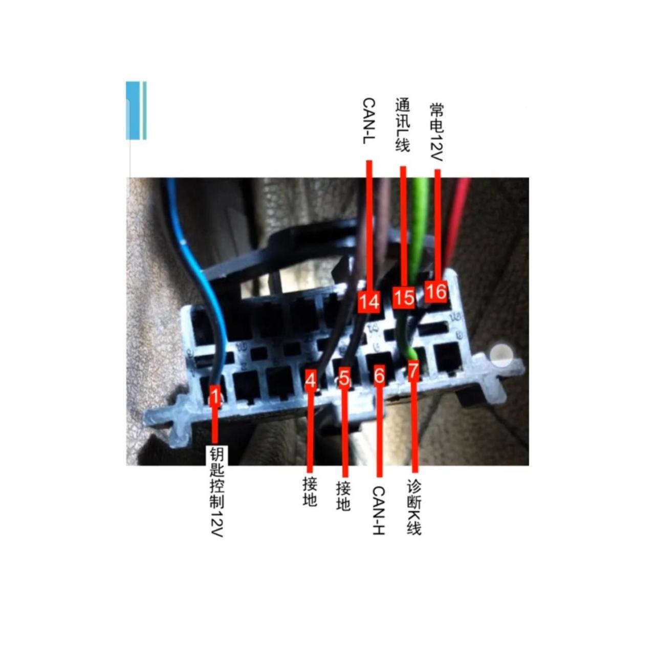 汽车obd接口针脚定义图图片
