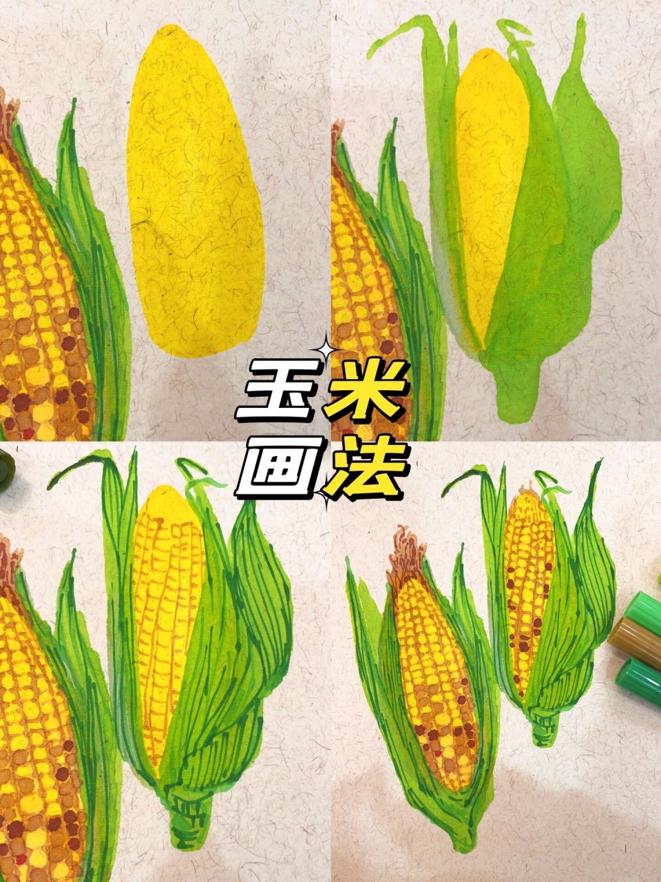 马克笔 宣纸 《玉米》