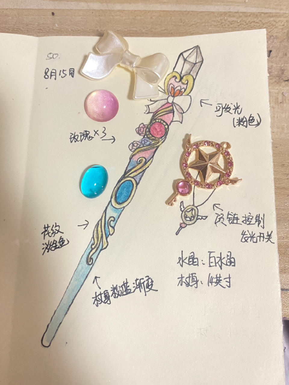 魔杖定制 设计图vs魔杖成品 客订的私人魔杖～ 白水晶14英寸  93