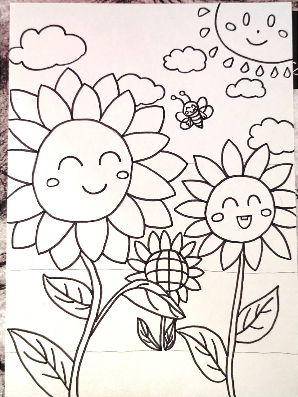 儿童画《可爱的向日葵》(原创) 78绘画主题:《可爱的向日葵》 78