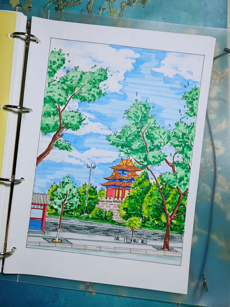 马克笔风景画(北京初夏～故宫)上色 #马克笔风景画# #风景画# #马克笔