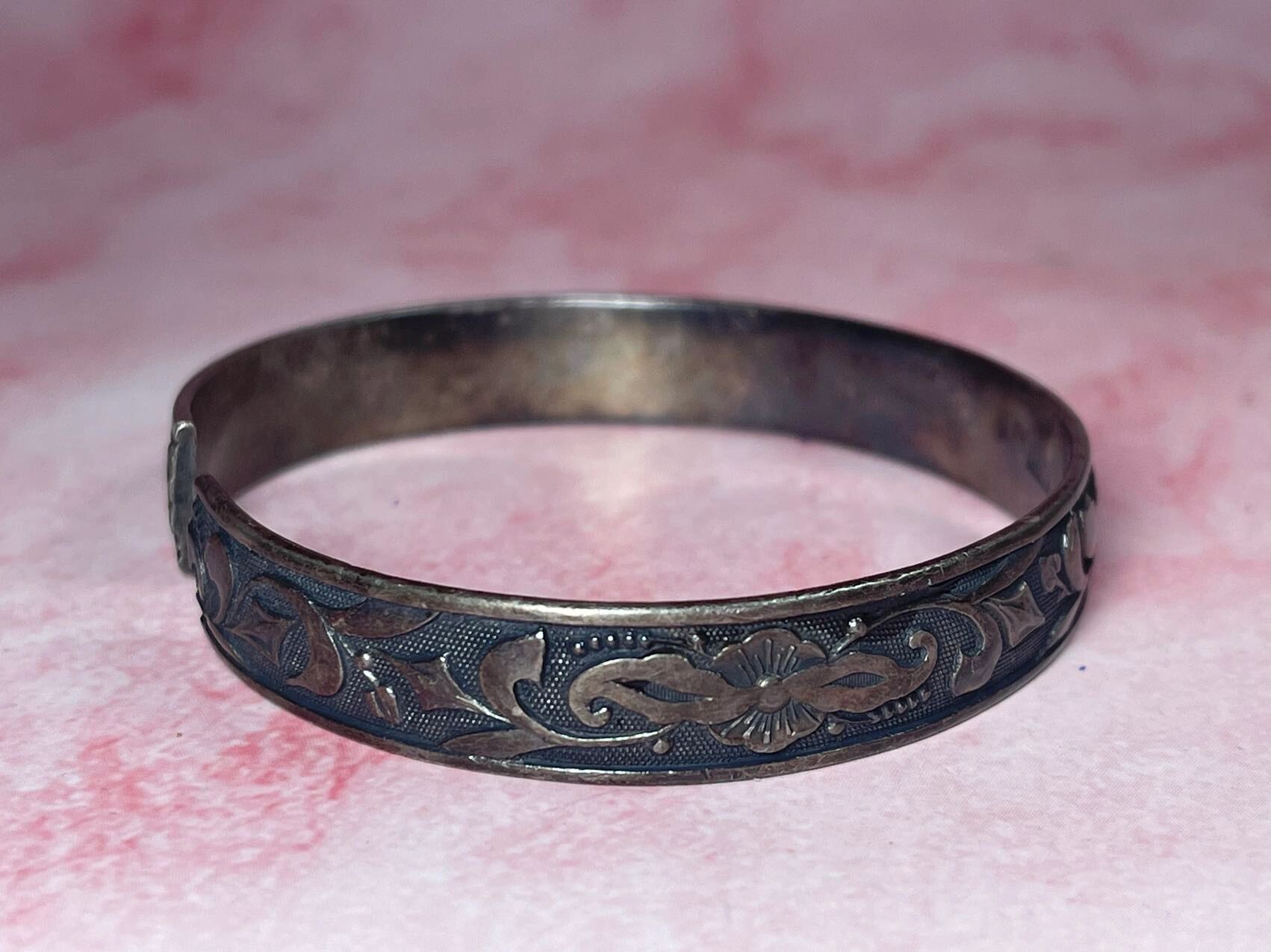 清末民国足纹银手镯vintage