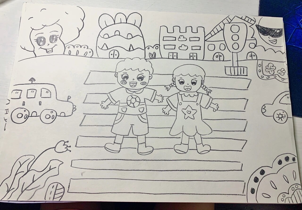 幼师考编简笔画《热闹的马路》