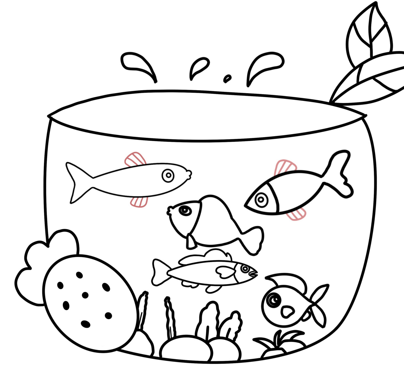 正方形鱼缸简笔画图片