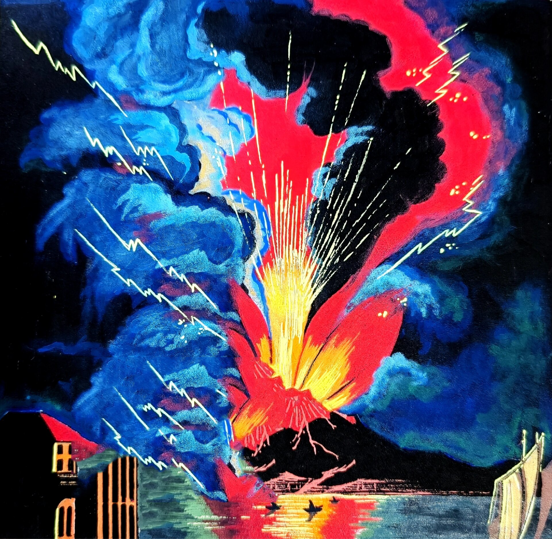 丙烯马克笔|火山爆发🌋|附步骤 这幅画蓝色的烟雾部分基本上都是用