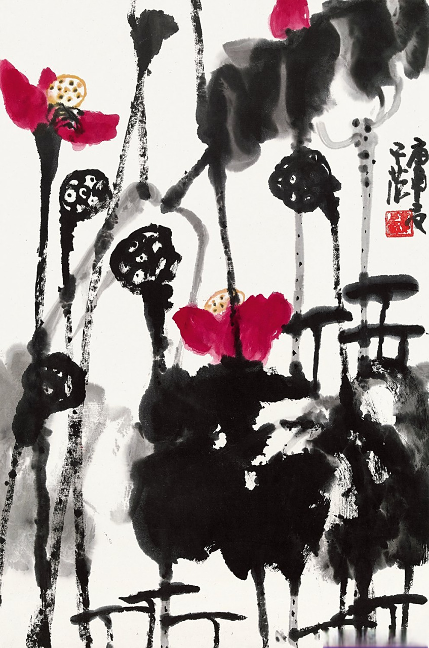 画家崔子范笔下的荷花