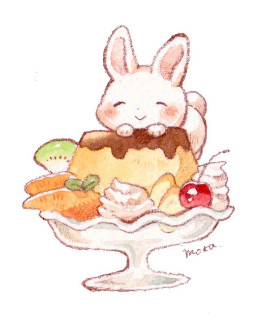 一定要收藏的分享:超治愈的可爱小兔子(2) 来自日本的水彩插画师moka