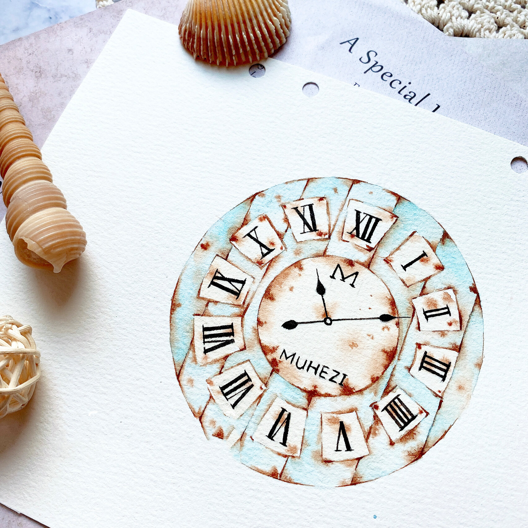 水彩手绘|复古时钟 993期水彩团练课堂案例——复古时钟 7815每