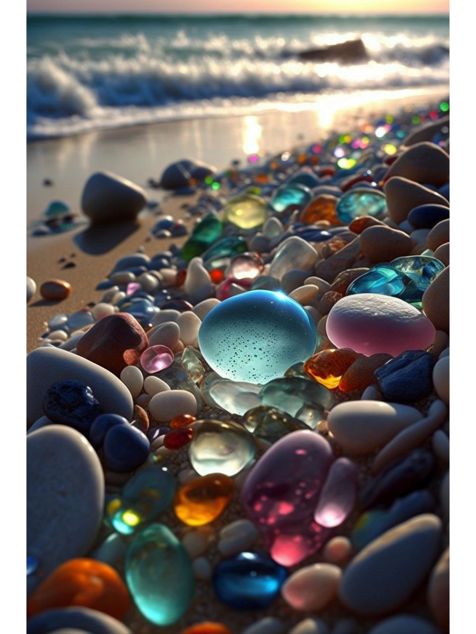 海边发光的彩色石头你喜欢吗?