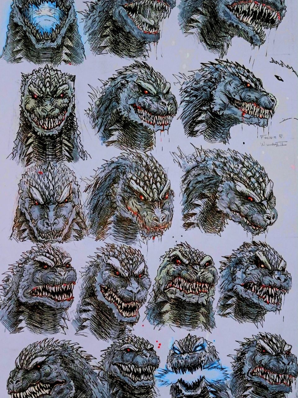 哥斯拉无望漫画手绘练习 漫画中的哥斯拉形象已经确定了.