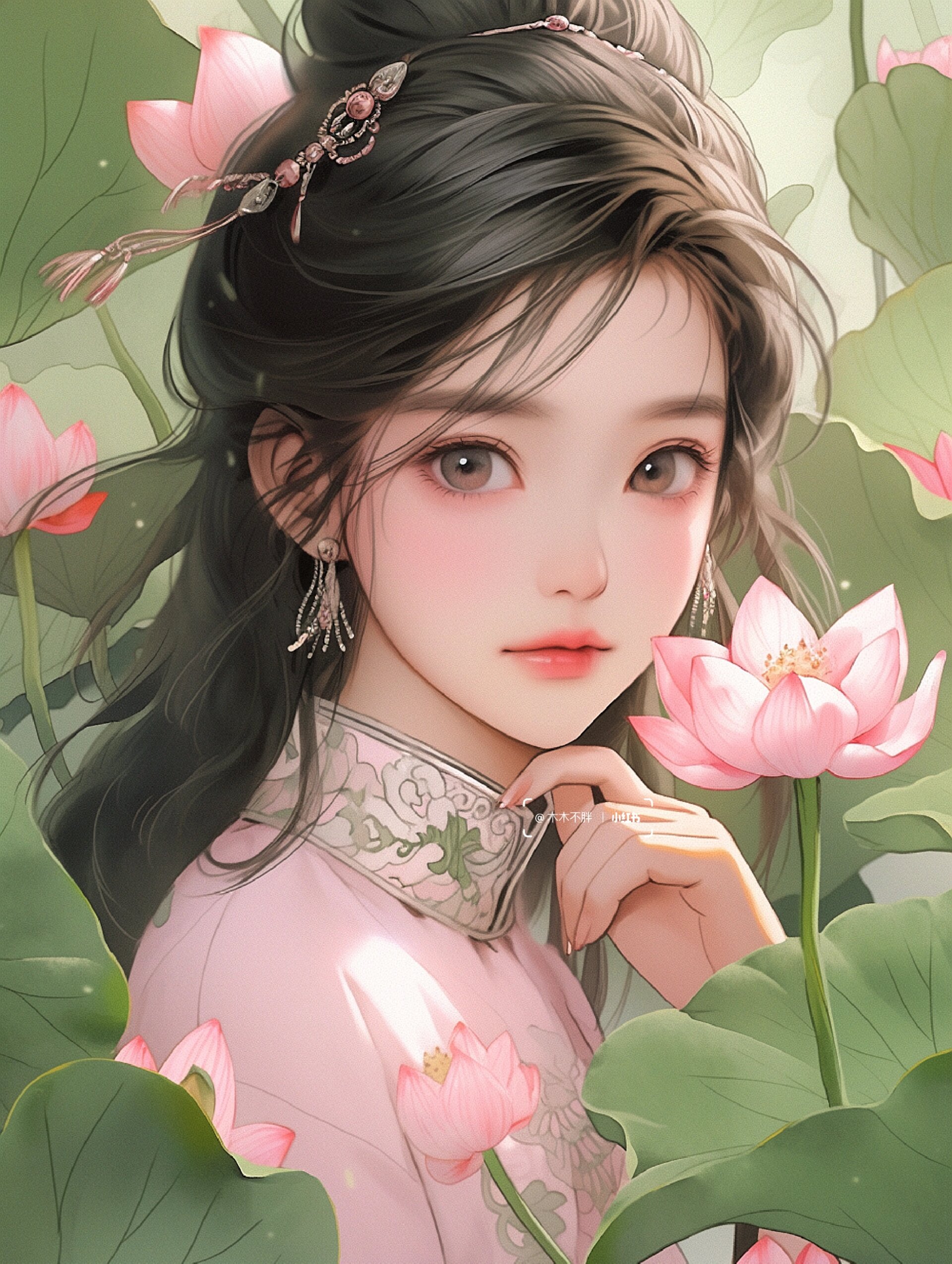 绝美头像|荷花古风汉服美女唯美壁纸头像