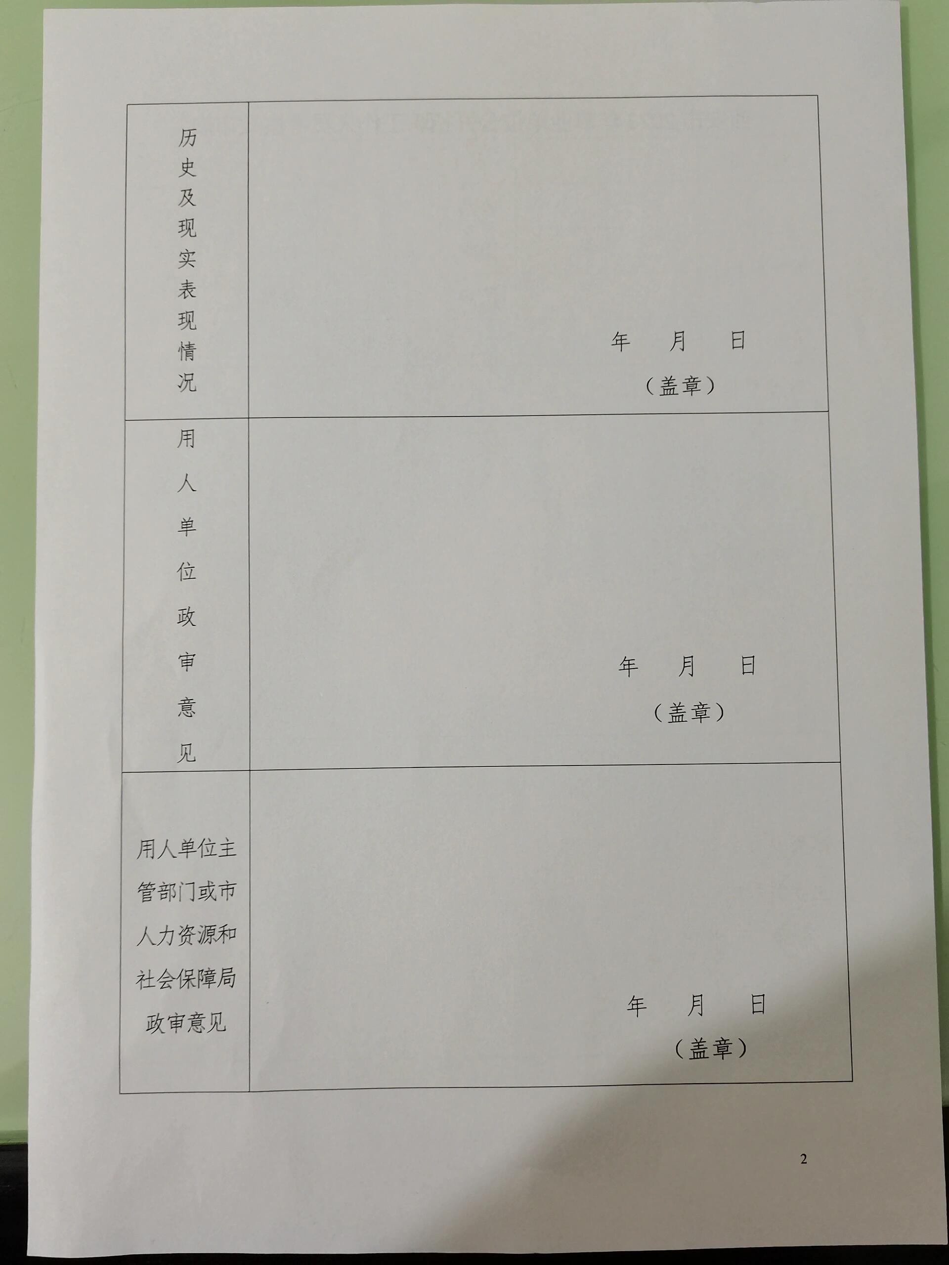 政审表模板 单位提供电子版,自己打印出来手写,历史及现实表现情况这