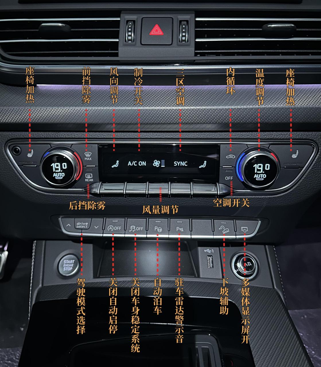 奥迪q5l 车内按键使用说明